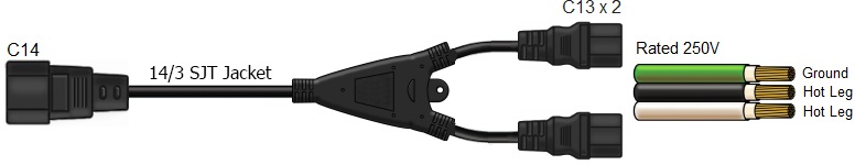 splitter power cord c14 to c13
